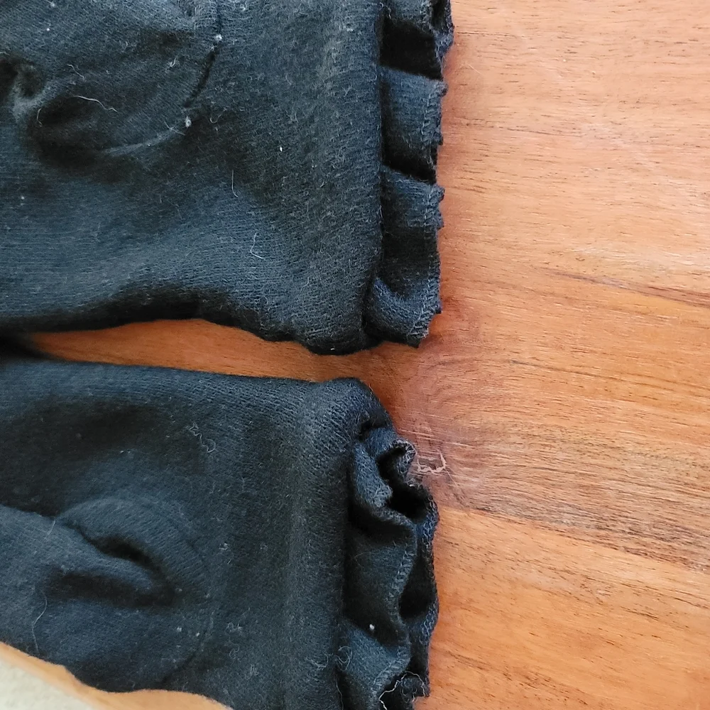Black double layer thick cotton tech fingertip gloves over wrist gloves